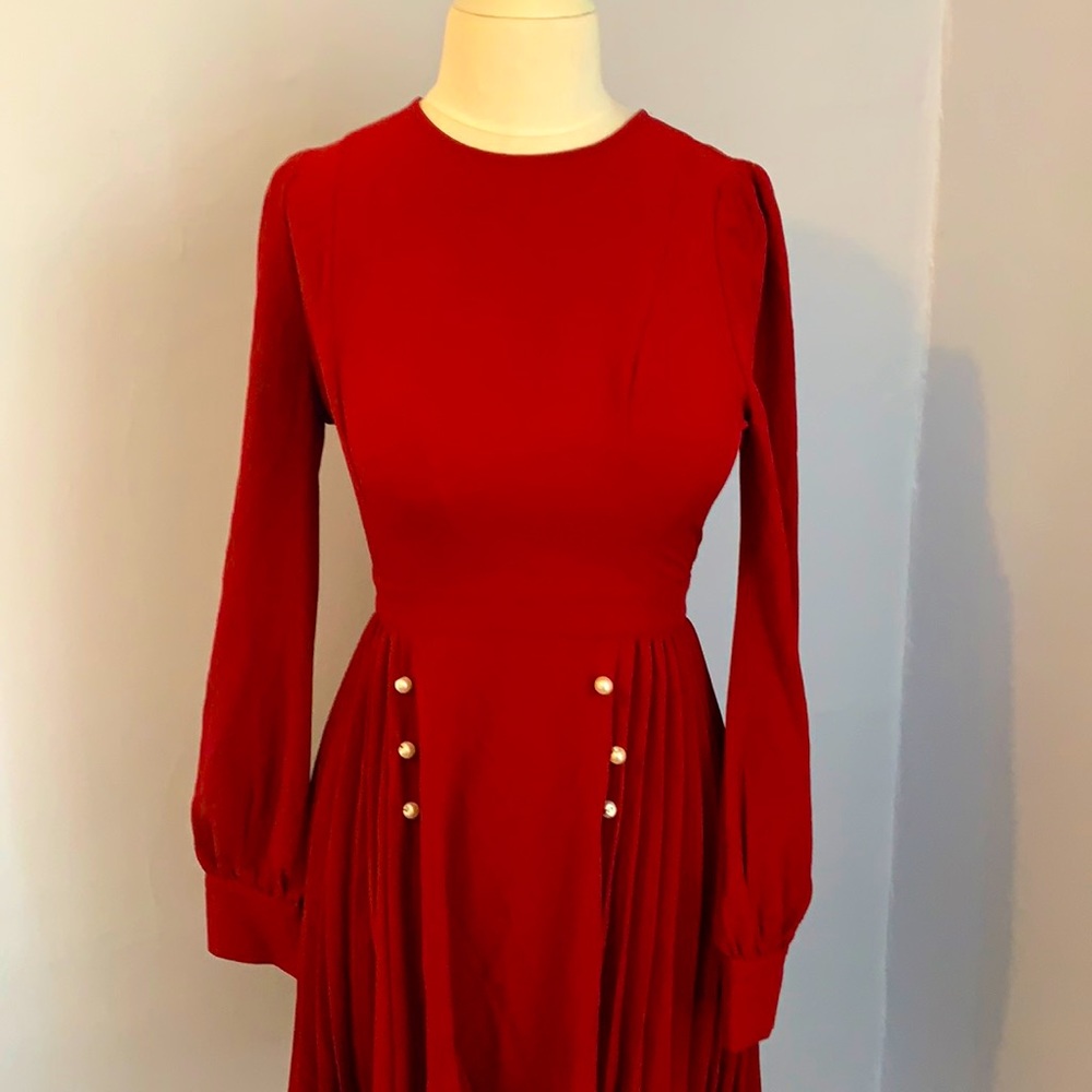 Long sleeve maroon dress